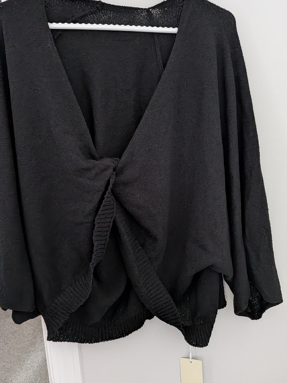 HALARA Black Twist-Front V-Neck Sweater